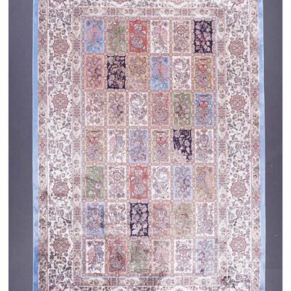 Brown and Beige Area Rug 5.9x3.9 ft Silk Medallion - Rugs 1