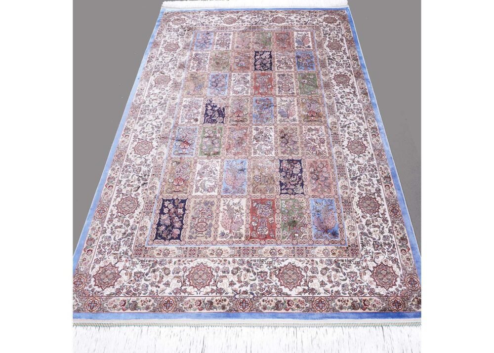 Brown and Beige Area Rug 5.9x3.9 ft Silk Medallion - Rugs 1
