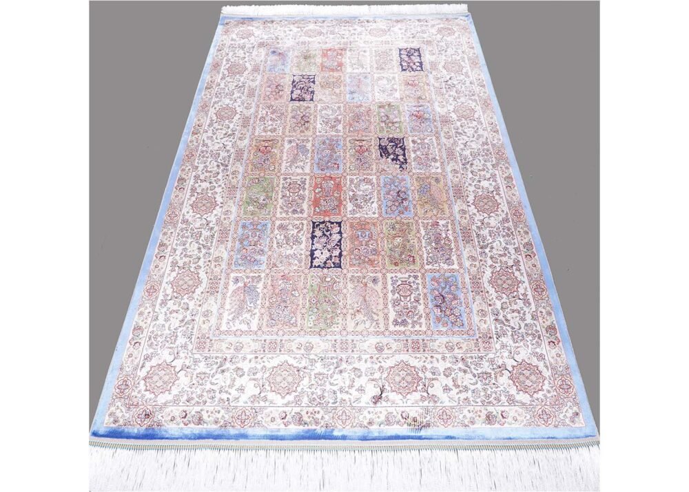 Brown and Beige Area Rug 5.9x3.9 ft Silk Medallion - Rugs 1