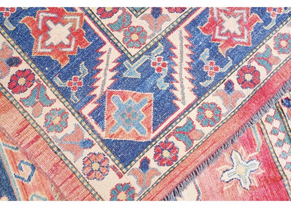Exclusive Sherwan Red-Blue 8x6 Rug - Hand-Knotted with Wool/Cotton