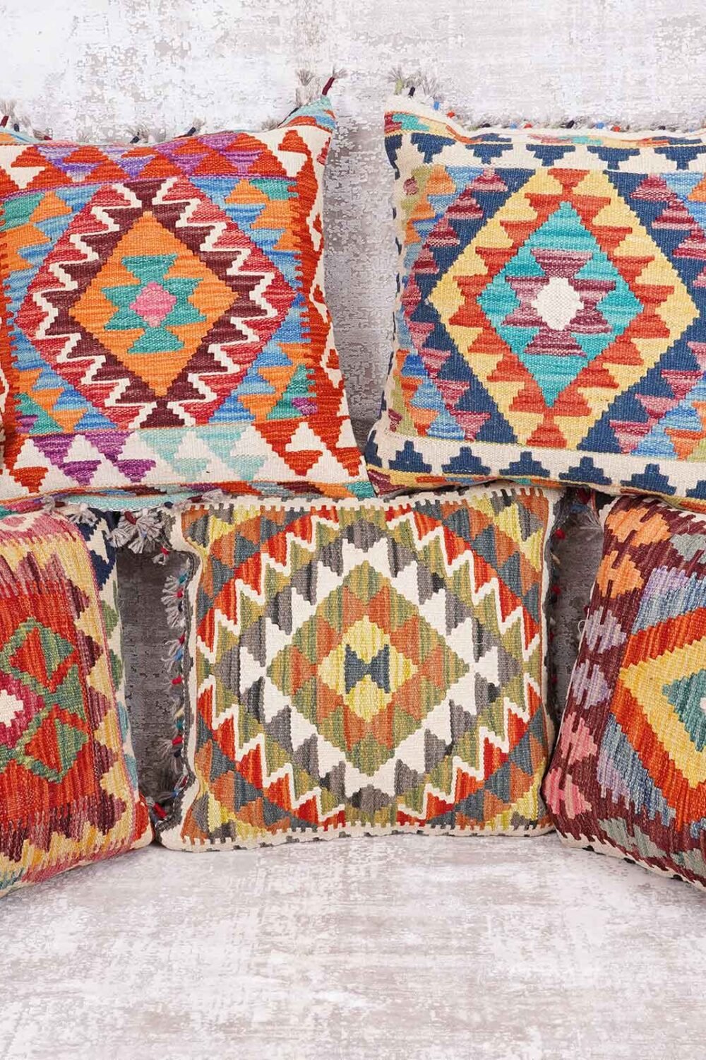 Garden Floor Cushions 5Pcs Set - Authentic Handwoven Kilim Pillow