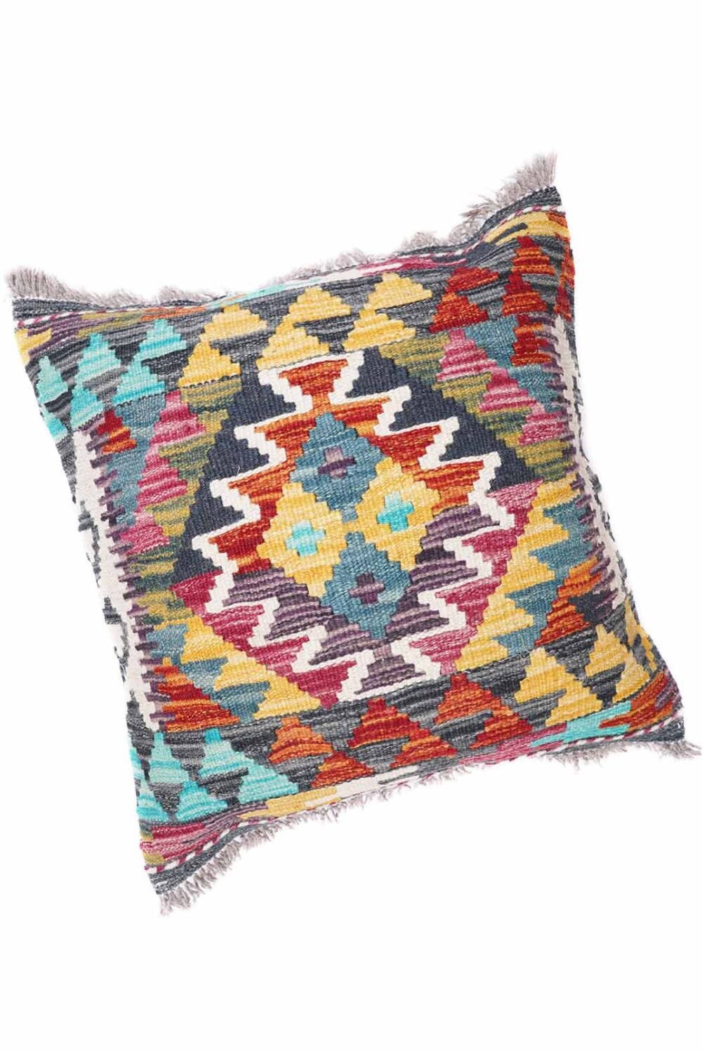 Geometric Pattern Throw Pillows Kilim Cushion - Handwoven 1.6x1.7 ft