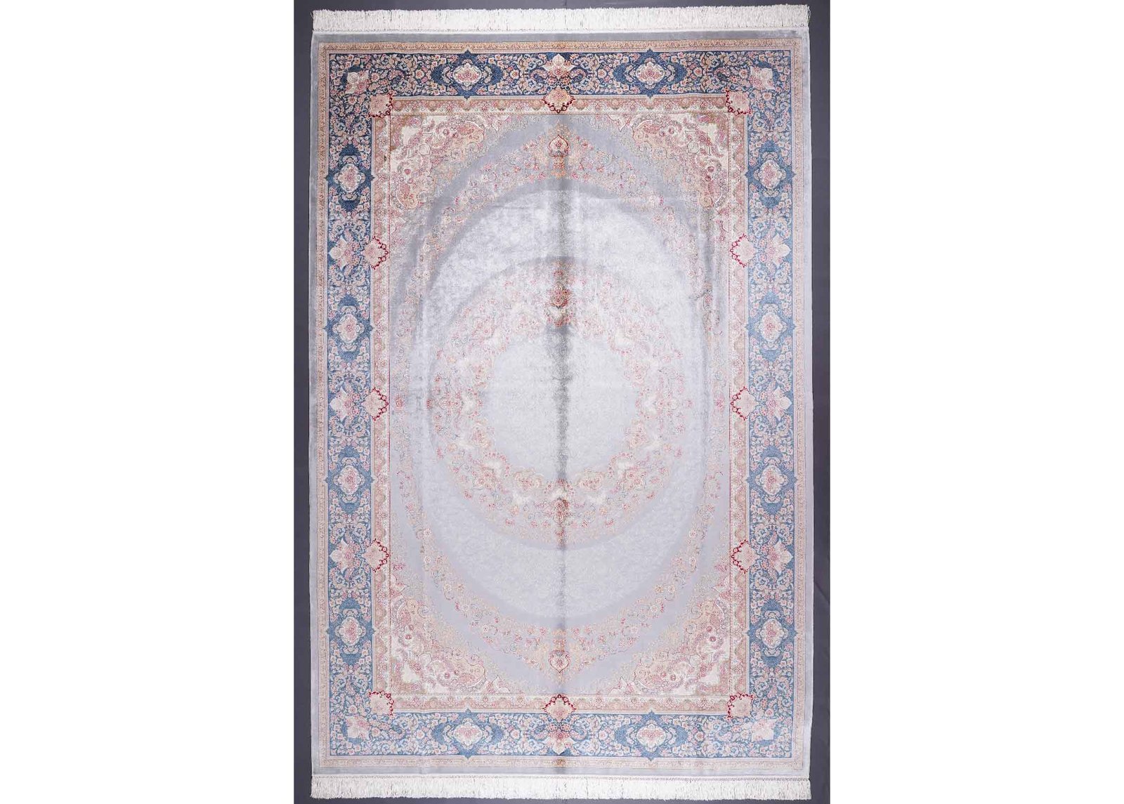 Grey and Blue Rug for Living Room Bamboo Silk Medallion 6.5x9.5 ft Grey and Blue Rug for Living Room Bamboo Silk Medallion 6.5x9.5 ft - Rugs 1