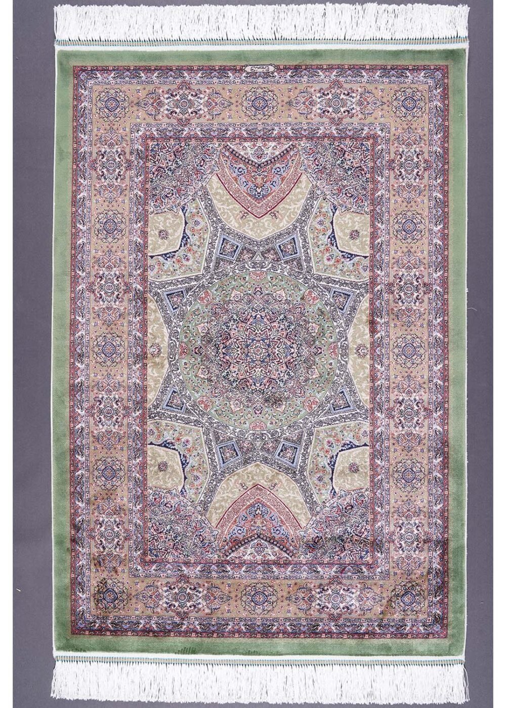 Hagia Sophia Design Brown Green Area Rug 2.6x3.9 ft Silk - Rugs 1