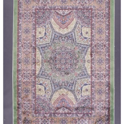 Hagia Sophia Design Brown Green Area Rug 2.6x3.9 ft Silk - Rugs 1