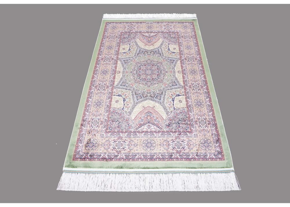 Hagia Sophia Design Brown Green Area Rug 2.6x3.9 ft Silk - Rugs 1