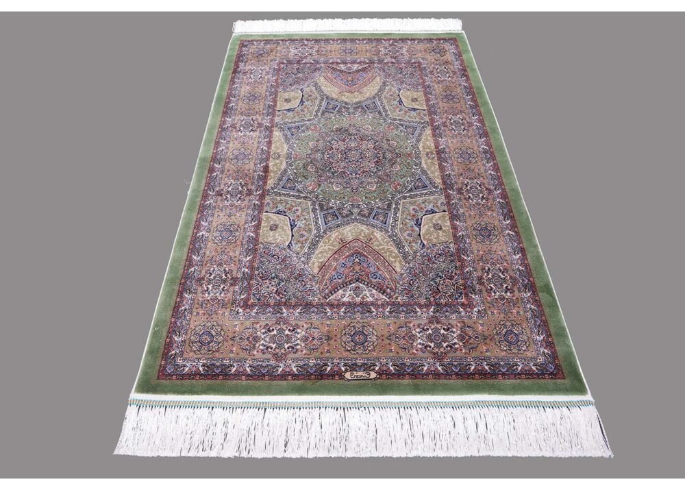 Hagia Sophia Design Brown Green Area Rug 2.6x3.9 ft Silk - Rugs 1
