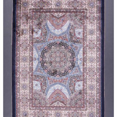 Hagia Sophia Design Brown and Blue Area Rug 2.6x3.9 ft Silk - Rugs 1