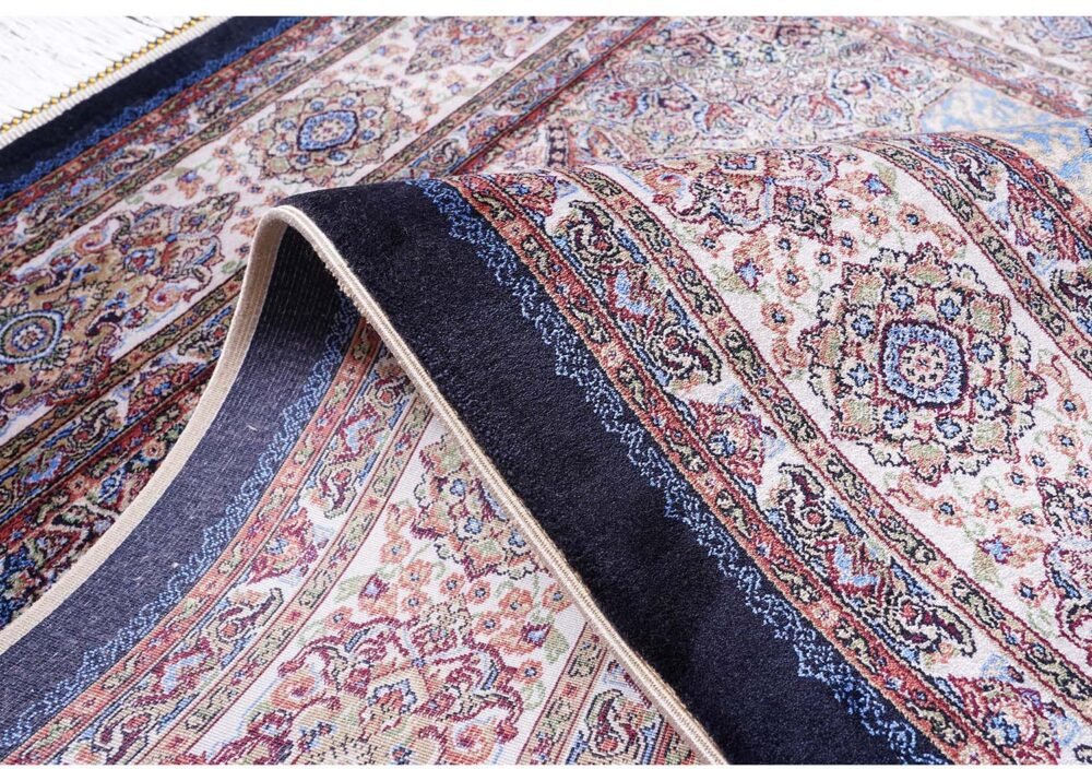 Hagia Sophia Design Brown and Blue Area Rug 2.6x3.9 ft Silk - Rugs 1