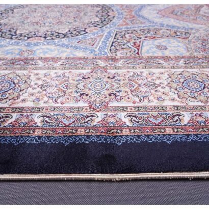 Hagia Sophia Design Brown and Blue Area Rug 2.6x3.9 ft Silk - Rugs 1