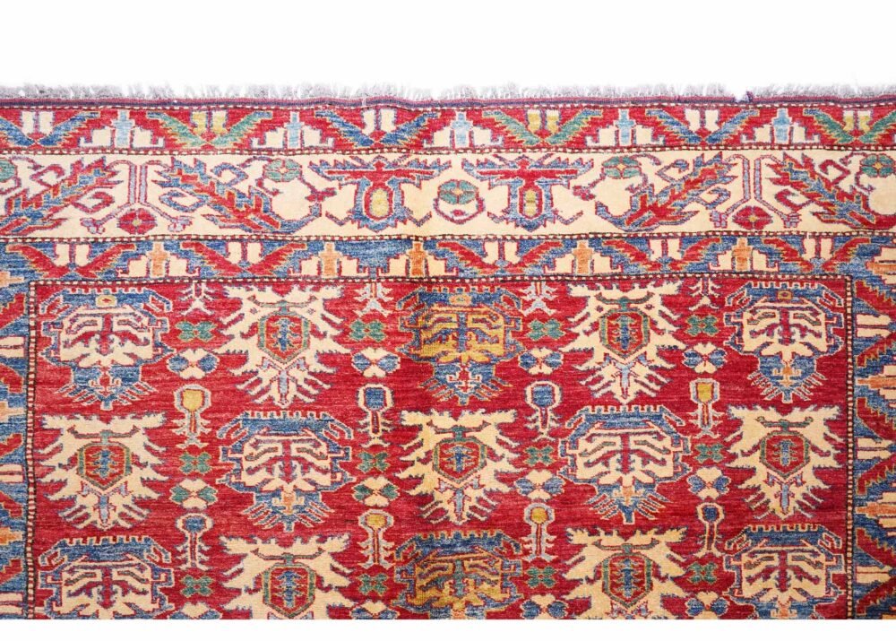 Hand-Knotted Bedroom Red Traditional Rug - 9.7x7.3 ft Sherwan