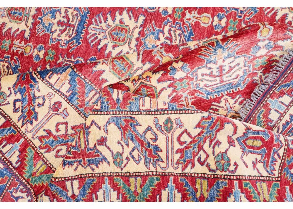 Hand-Knotted Bedroom Red Traditional Rug - 9.7x7.3 ft Sherwan