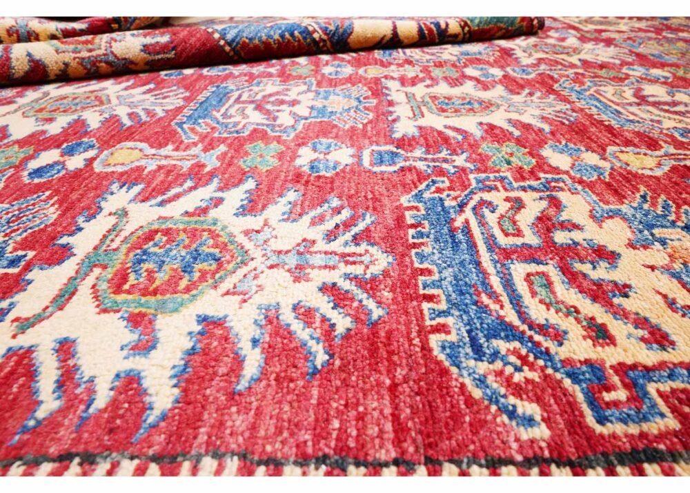 Hand-Knotted Bedroom Red Traditional Rug - 9.7x7.3 ft Sherwan