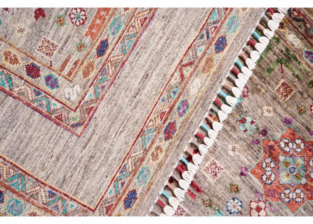 Hand-Knotted Brown Traditional Sultani 6 x 5 Rug - Geometric
