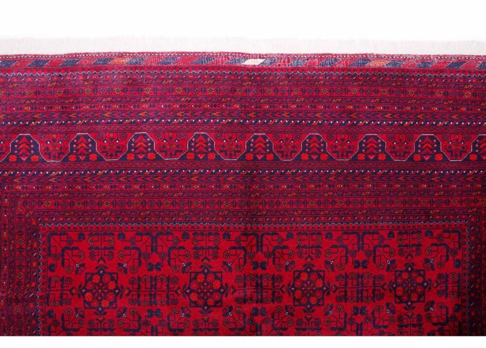 Hand-Knotted Traditional Usak Brown Stripe Outdoor Rug 9.6x6.8 ft