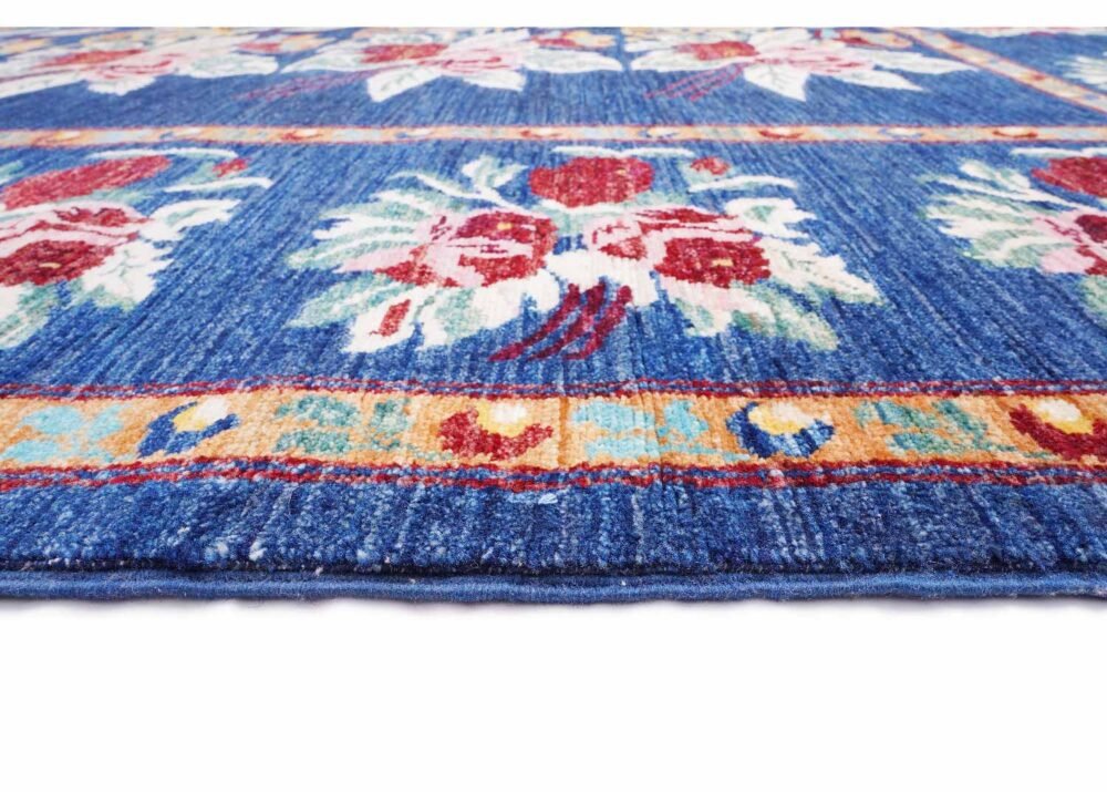 High-end Horgan Blue Area Rug - Traditional Floral Pattern 8.2x5.7 ft