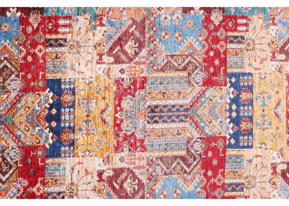 High-end Traditional Horcan Multicolored Rug - 7.9x6.3 ft Hand-Knotted