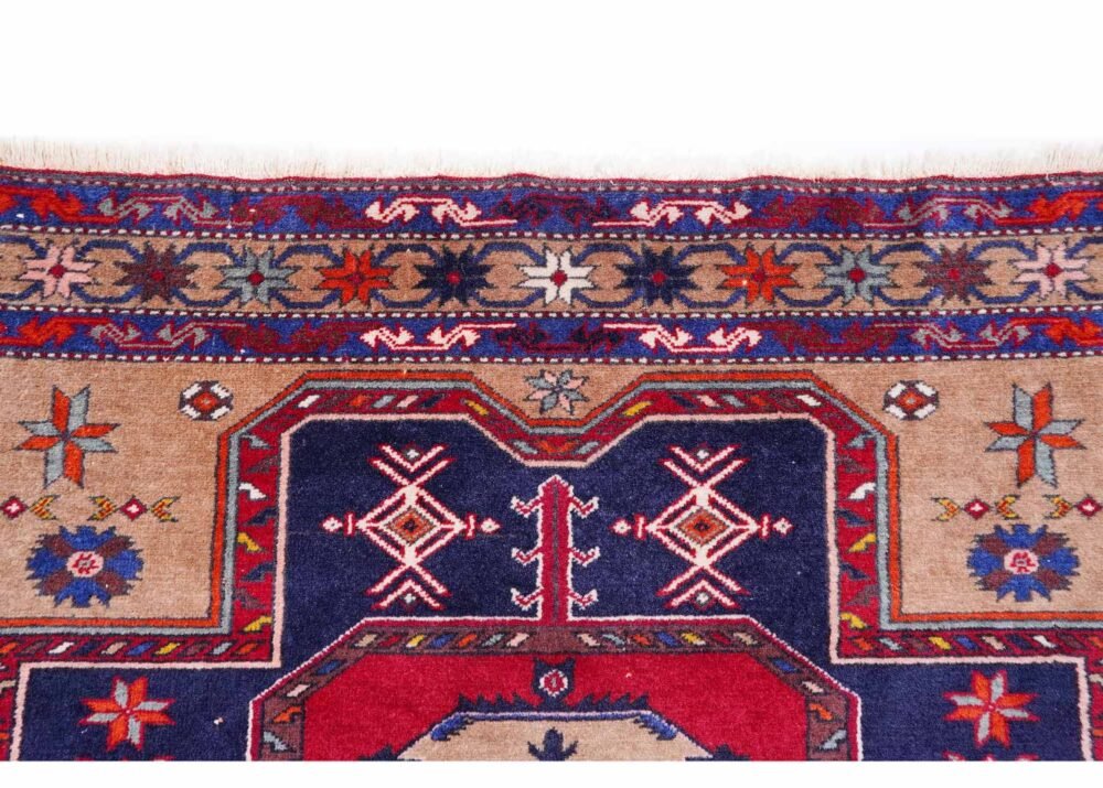 Karabag Vintage Wool Area Rug Hand-Knotted 6.8x3.9 ft Traditional