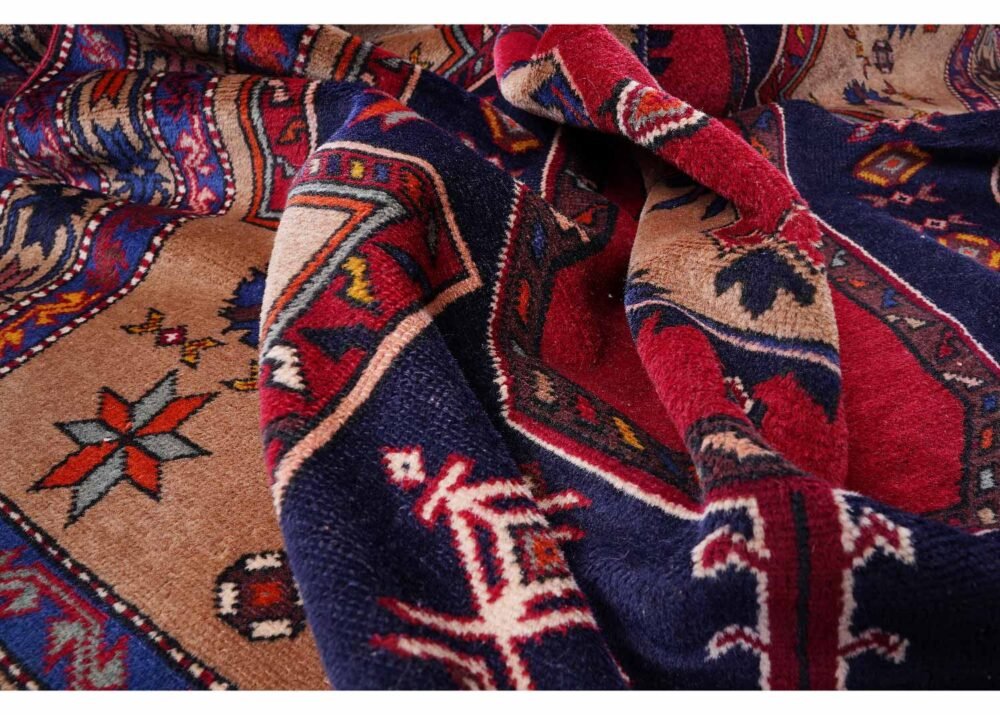 Karabag Vintage Wool Area Rug Hand-Knotted 6.8x3.9 ft Traditional