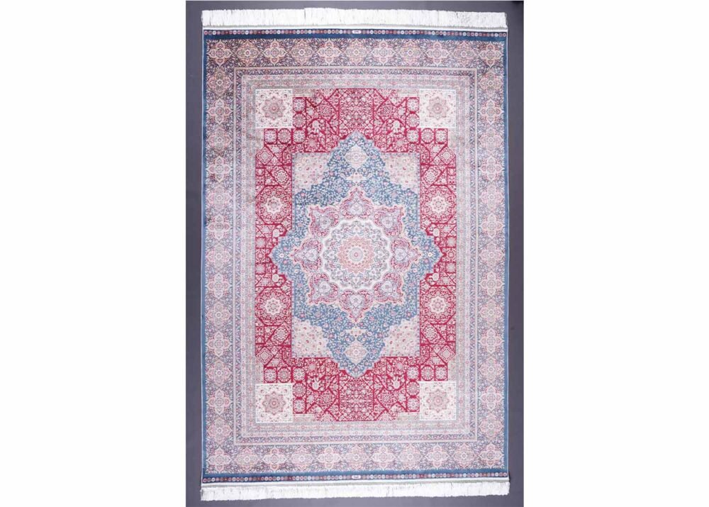 Living Room Rug Beige Red Medallion 5.2x7.5 ft Silk - Rugs 1