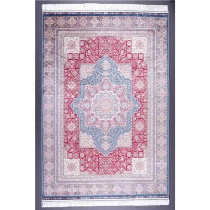 Living Room Rug Beige Red Medallion 5.2x7.5 ft Silk - Rugs 1