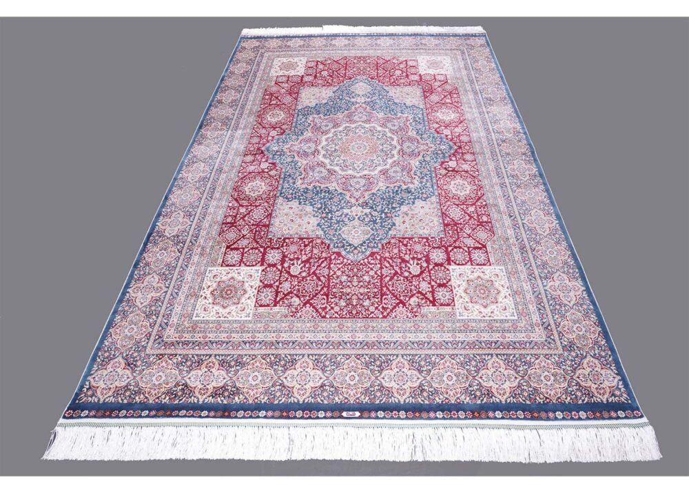 Living Room Rug Beige Red Medallion 5.2x7.5 ft Silk - Rugs 1