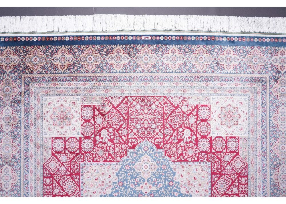 Living Room Rug Beige Red Medallion 5.2x7.5 ft Silk - Rugs 1