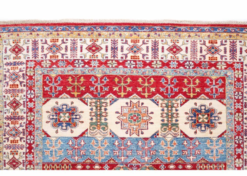 Luxury Sherwan Traditional Red Wool Rug 9x5.9 ft Geometric Pattern