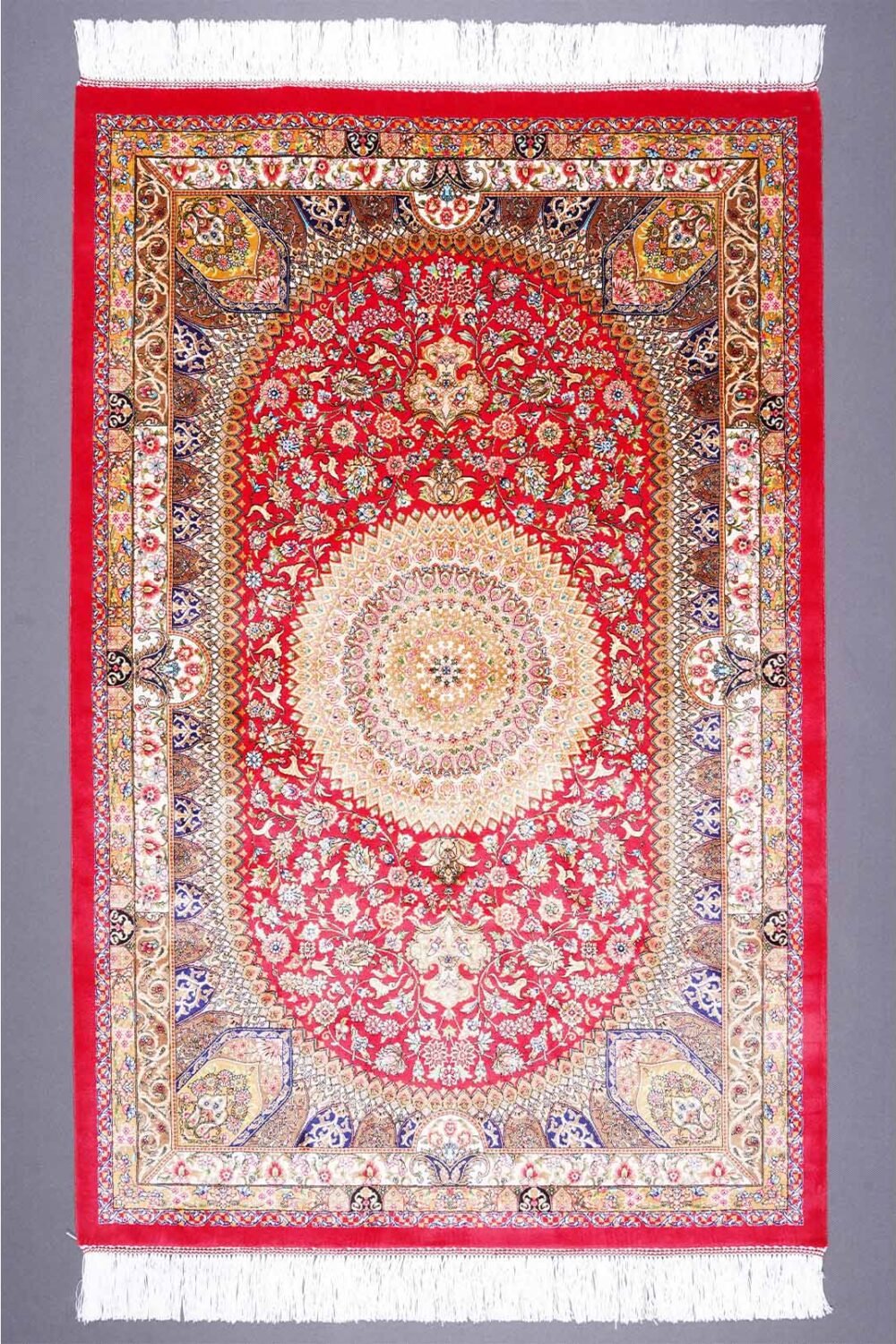 Machine Washable Small Rug Red Silk 2.6x3.9 ft Medallion - Rugs 1