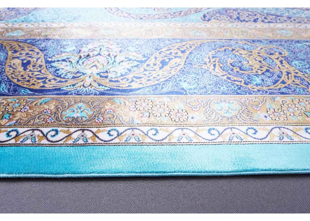 Medallion Blue Outdoor Rug 6.5x9.8 ft Bamboo Silk - Rugs 1