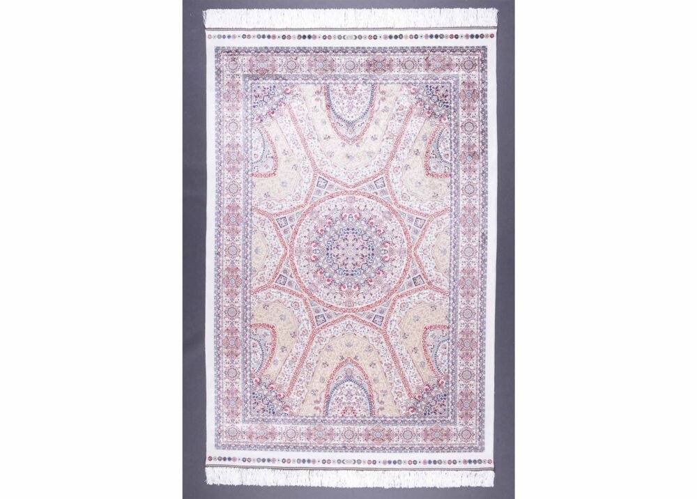 Medallion Hagia Sophia Blue and Yellow Rug 3.9x5.9 ft Silk - Rugs 1