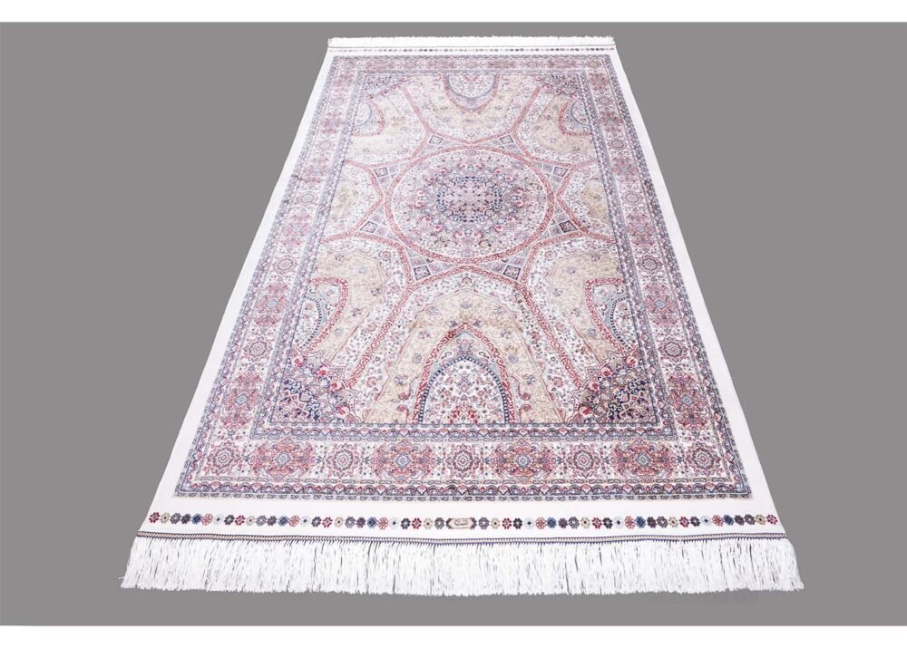Medallion Hagia Sophia Blue and Yellow Rug 3.9x5.9 ft Silk - Rugs 1