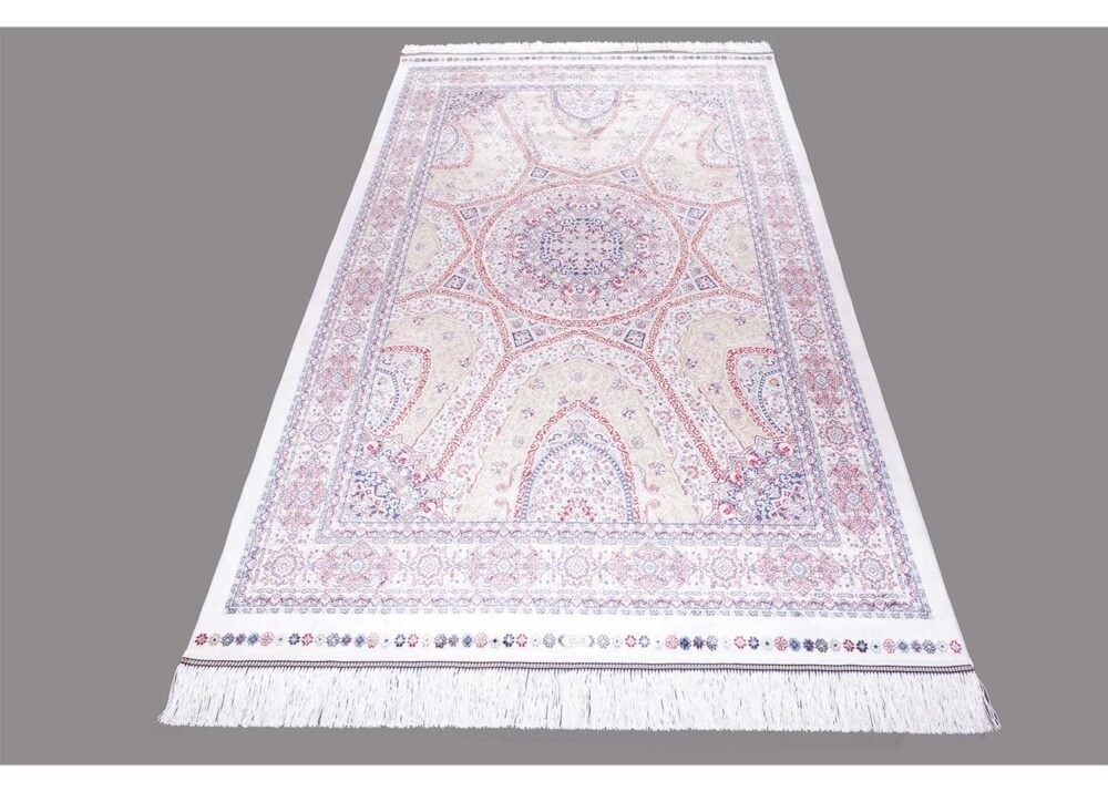 Medallion Hagia Sophia Blue and Yellow Rug 3.9x5.9 ft Silk - Rugs 1