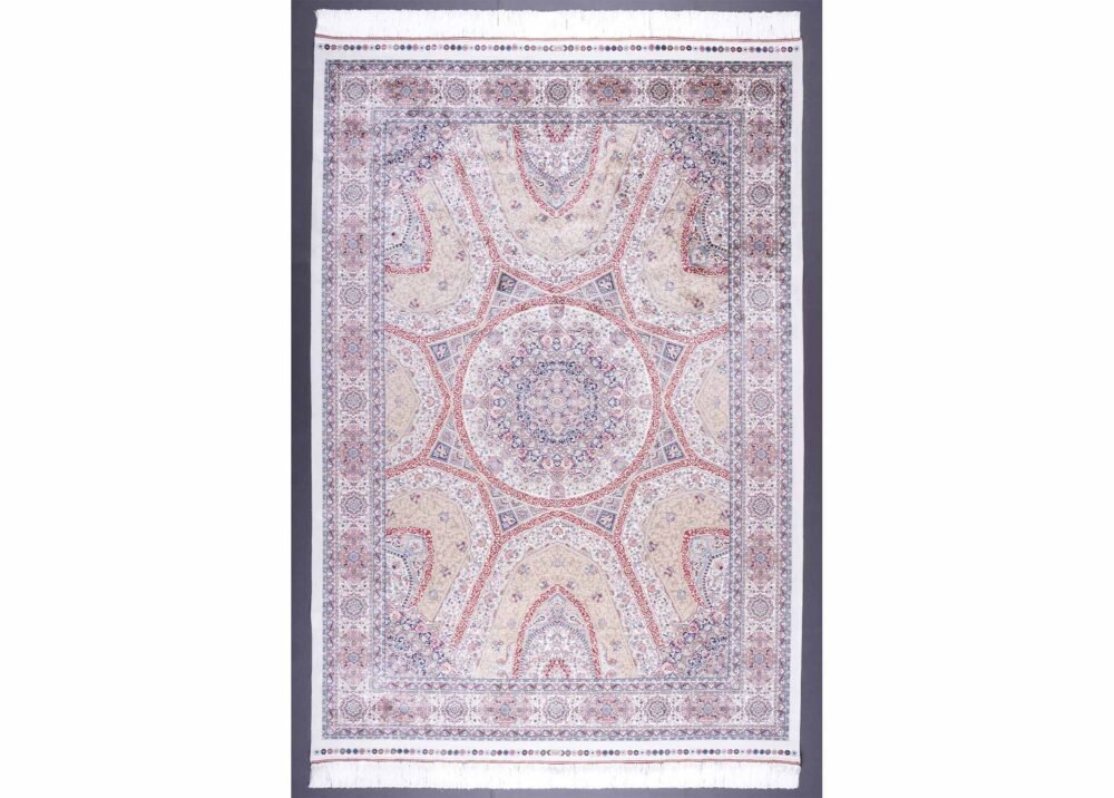 Medallion Hagia Sophia Washable White Red Rug 5.2x7.5 ft Silk - Rugs 1
