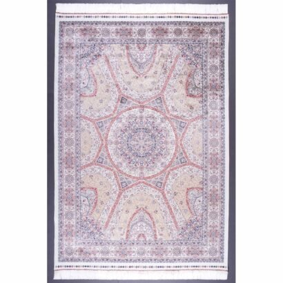 Medallion Hagia Sophia Washable White Red Rug 5.2x7.5 ft Silk - Rugs 1