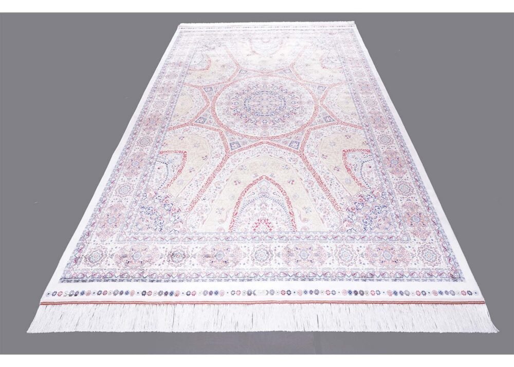 Medallion Hagia Sophia Washable White Red Rug 5.2x7.5 ft Silk - Rugs 1