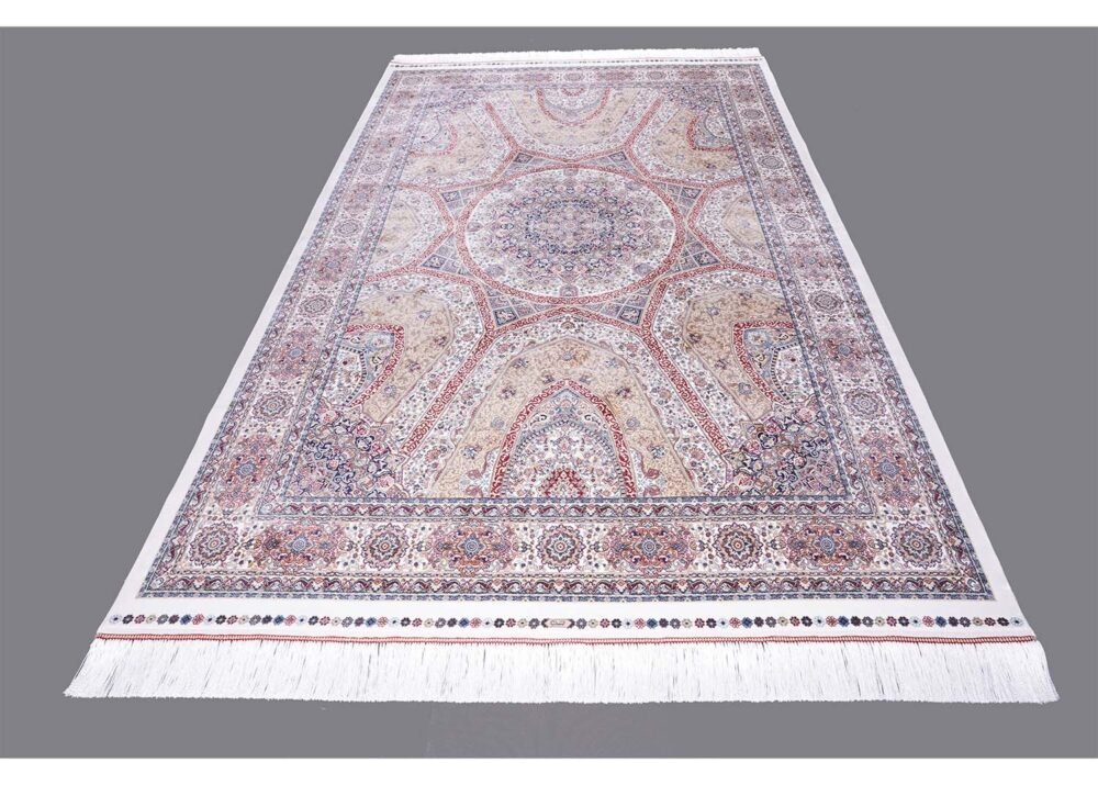 Medallion Hagia Sophia Washable White Red Rug 5.2x7.5 ft Silk - Rugs 1