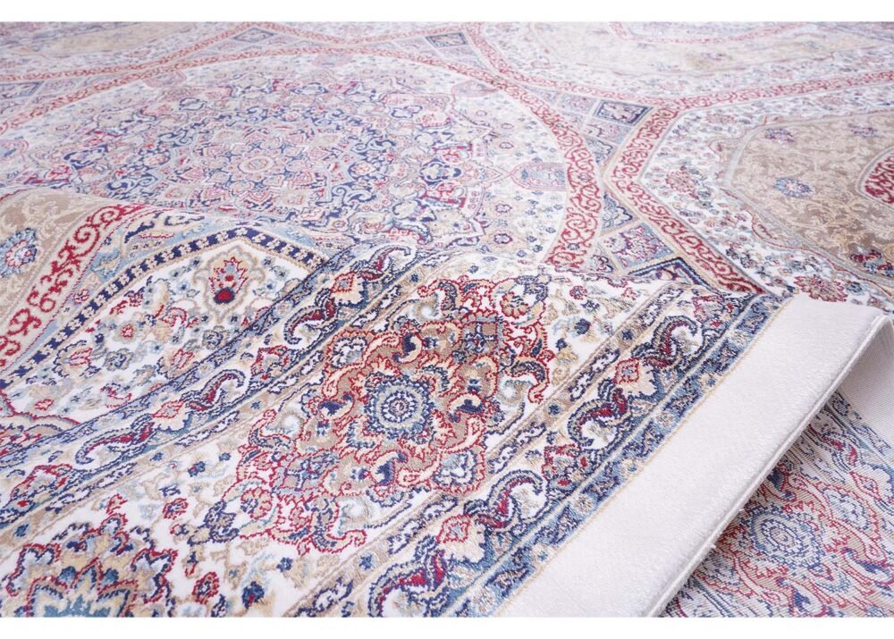 Medallion Hagia Sophia Washable White Red Rug 5.2x7.5 ft Silk - Rugs 1