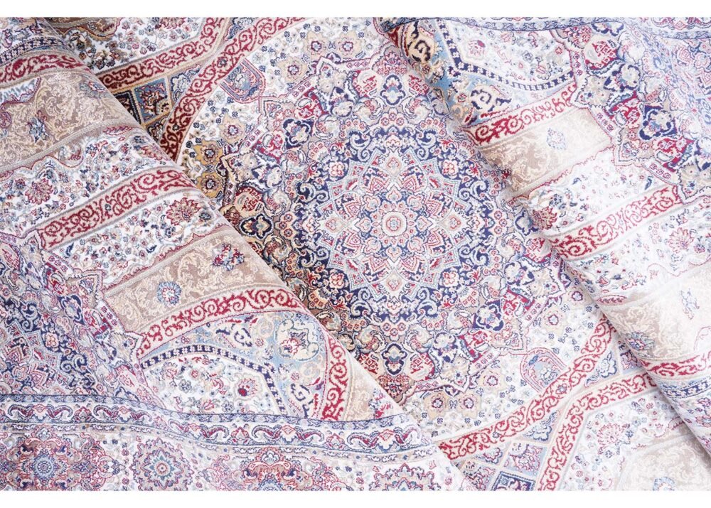 Medallion Hagia Sophia Washable White Red Rug 5.2x7.5 ft Silk - Rugs 1