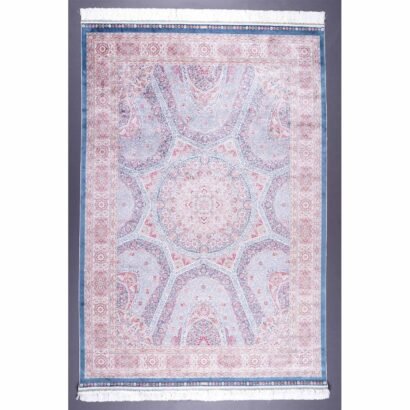 Medallion Memluk Brown Blue Rug 5.2x7.5 ft Silk - Rugs 1