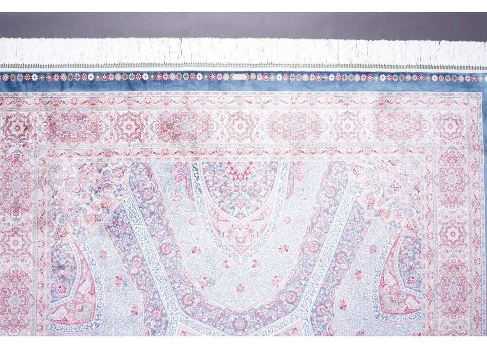 Medallion Memluk Brown Blue Rug 5.2x7.5 ft Silk - Rugs 1