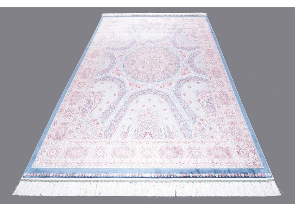Medallion Memluk Brown Blue Rug 5.2x7.5 ft Silk - Rugs 1