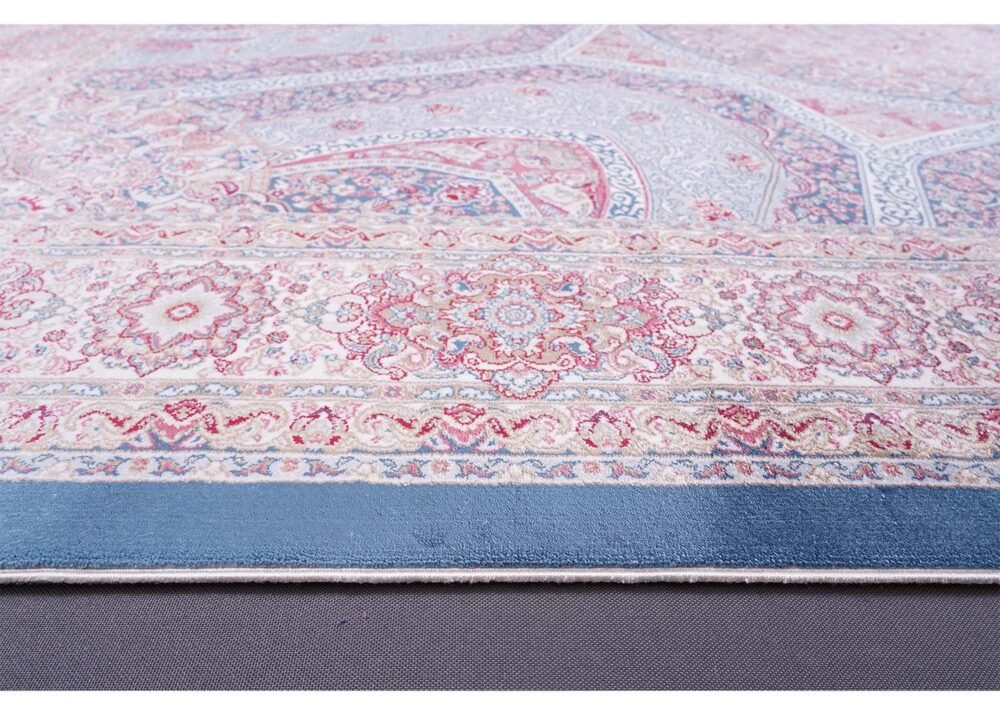 Medallion Memluk Brown Blue Rug 5.2x7.5 ft Silk - Rugs 1
