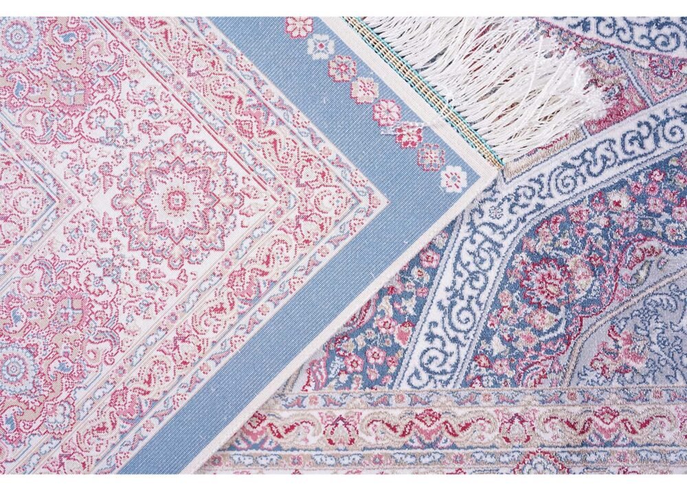 Medallion Memluk Brown Blue Rug 5.2x7.5 ft Silk - Rugs 1