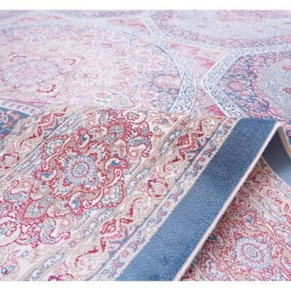 Medallion Memluk Brown Blue Rug 5.2x7.5 ft Silk - Rugs 1