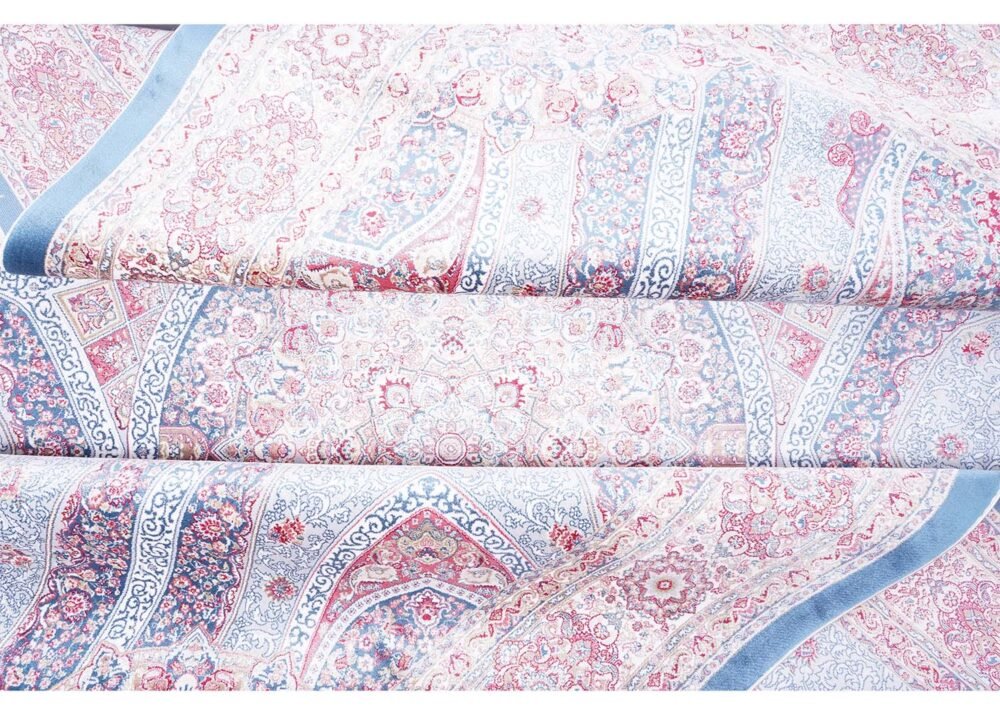Medallion Memluk Brown Blue Rug 5.2x7.5 ft Silk - Rugs 1