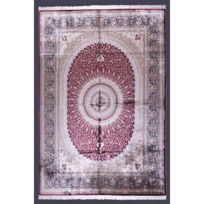 Medallion Outdoor Rug Red-Beige 11x8 ft Bamboo Silk - Rugs 1