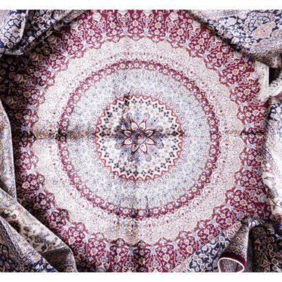Medallion Outdoor Rug Red-Beige 11x8 ft Bamboo Silk - Rugs 1