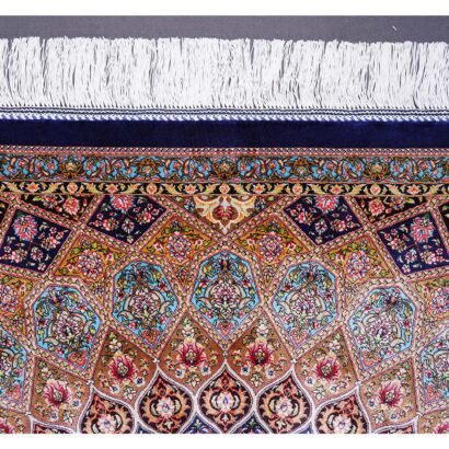Medallion Small Orange Blue Rug 2.6x3.9 ft Silk - Rugs 1