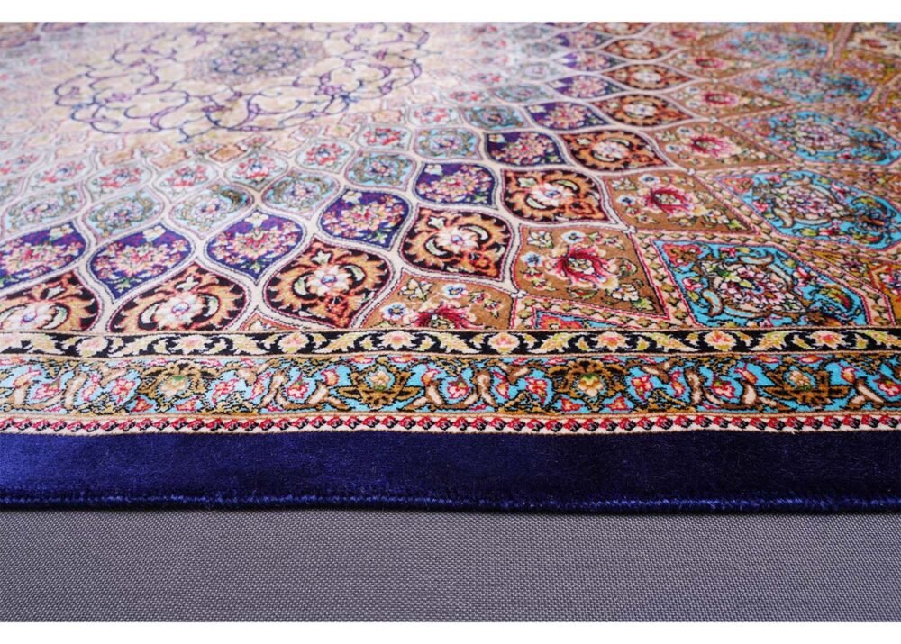 Medallion Small Orange Blue Rug 2.6x3.9 ft Silk - Rugs 1